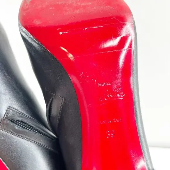 Christian Louboutin Eleonor 85 Leather Ankle Boots Booties Black 39 - Picture 5 of 12